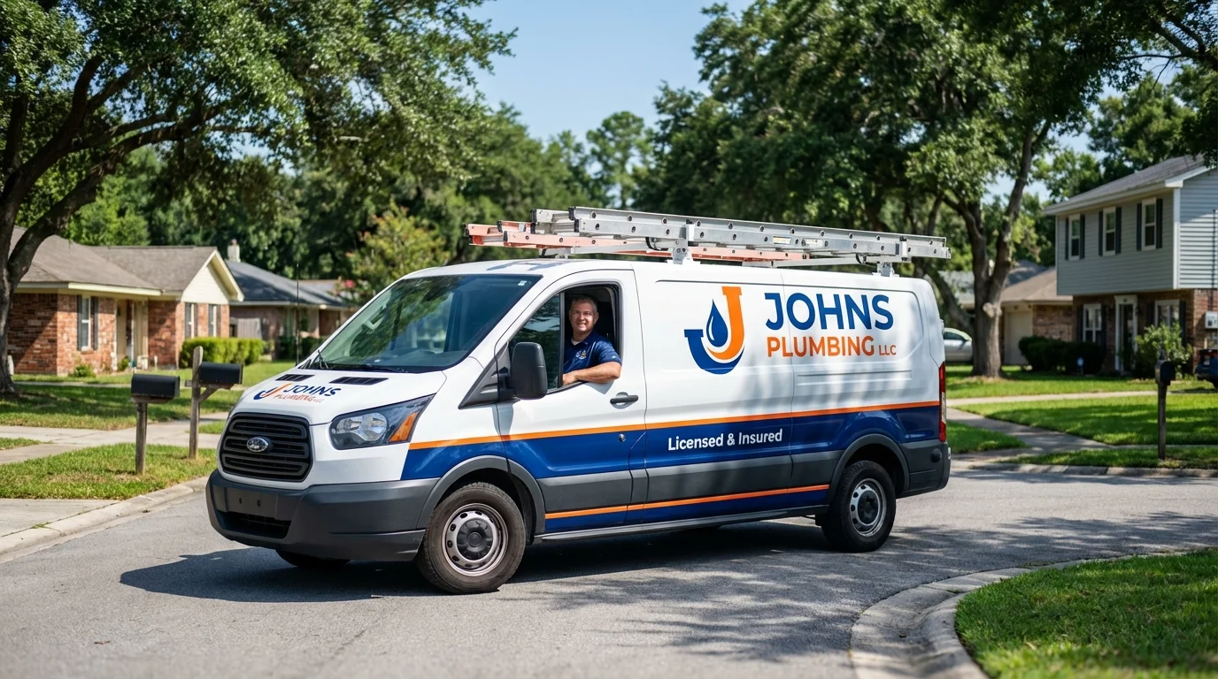 Johns Plumbing LLC service van in Great Barrington, MA