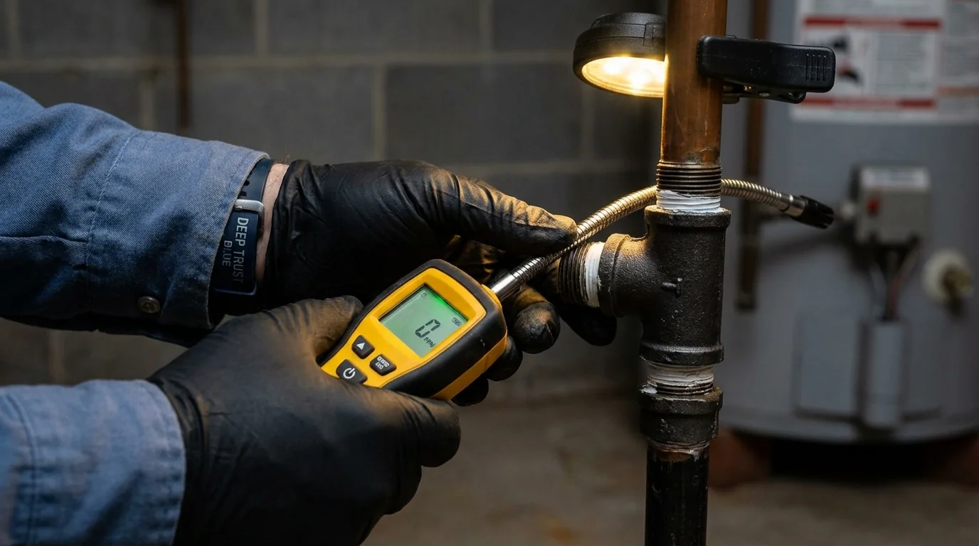 Gas leak detection with electronic sniffer by Johns Plumbing LLC in Great Barrington