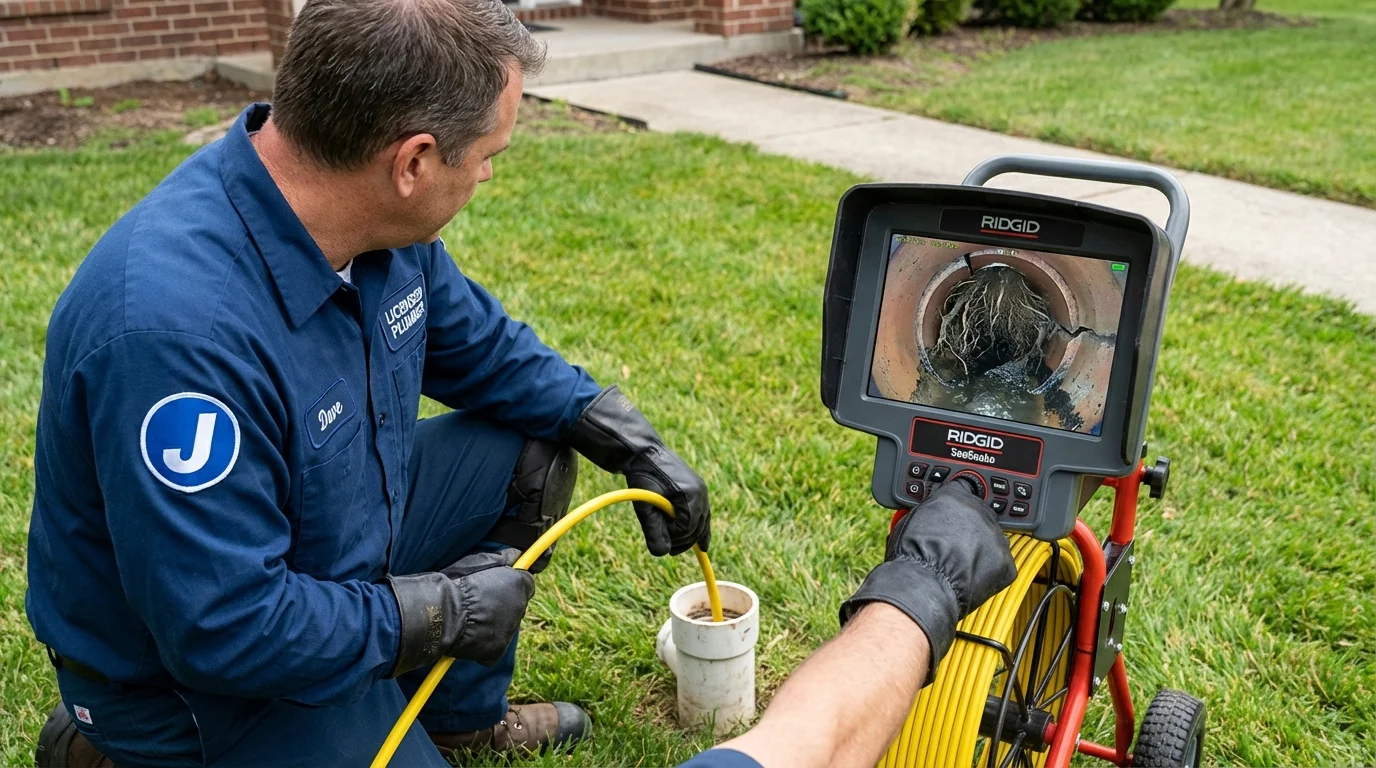 Sewer camera inspection being performed by Johns Plumbing LLC in Great Barrington