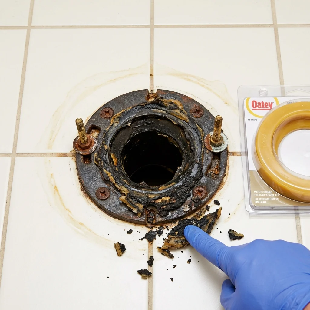 Failed wax ring showing water seepage at the base of a toilet in a Great Barrington, MA home